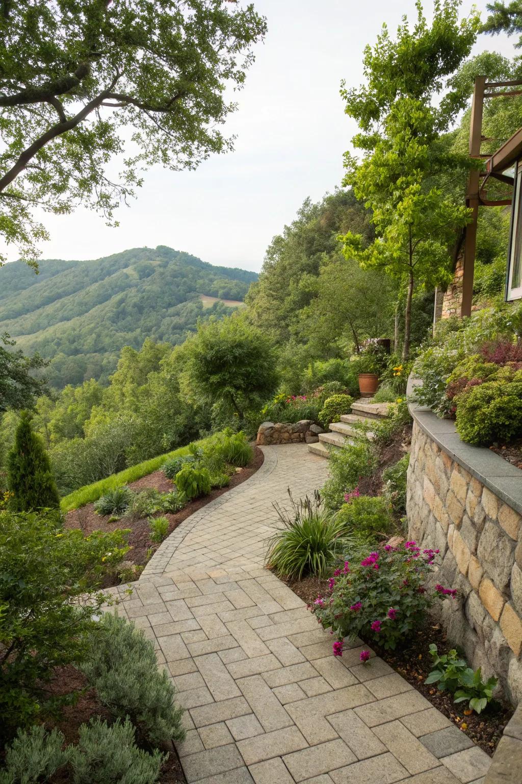 Paver patios provide a durable and inviting space on slopes.