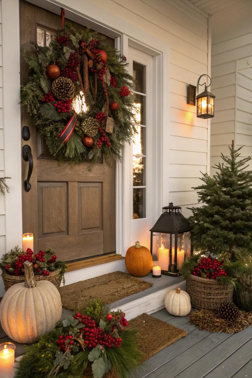 Versatile base wreath with interchangeable seasonal accents.