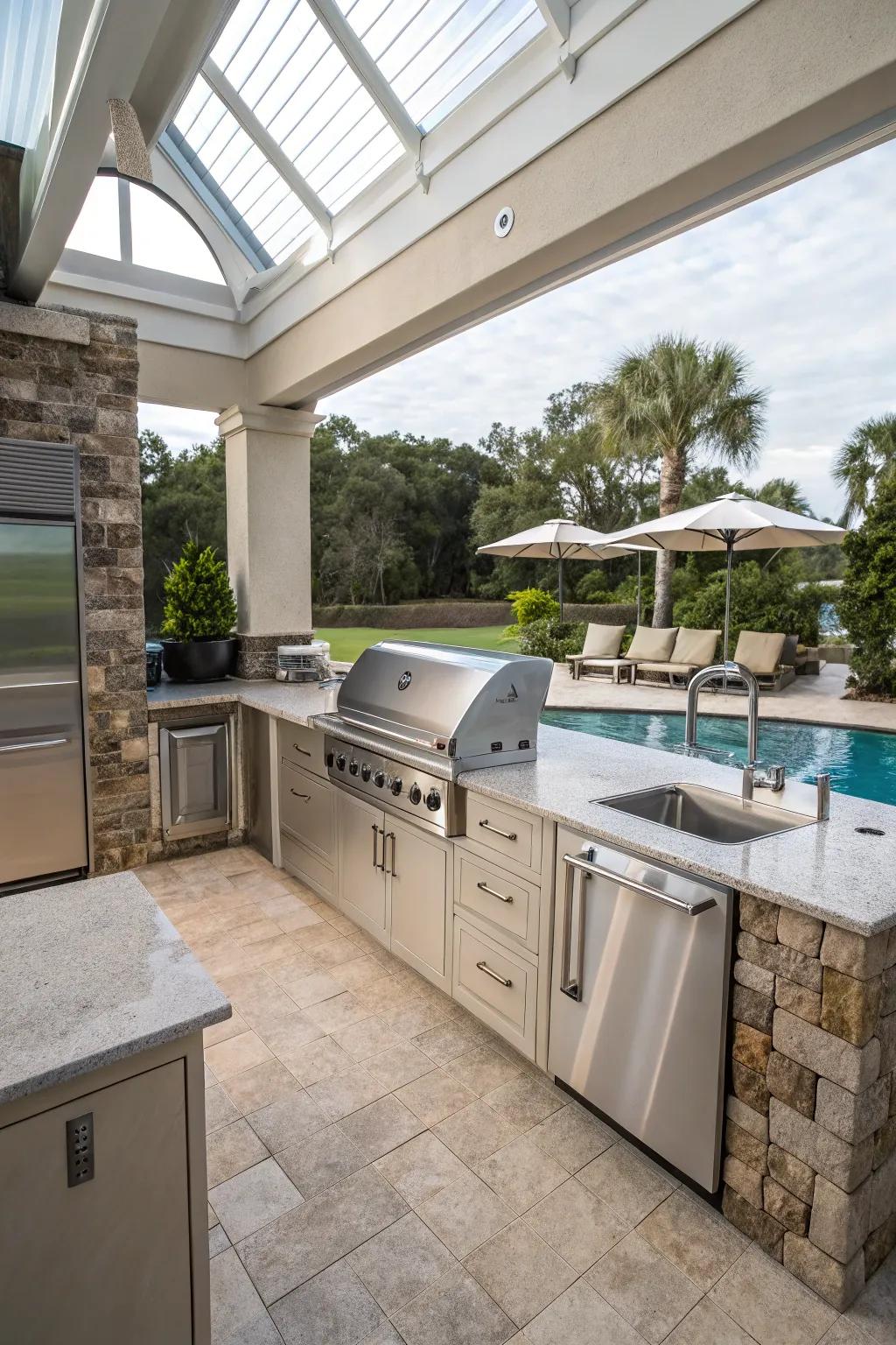 Enhance functionality with outdoor appliances.