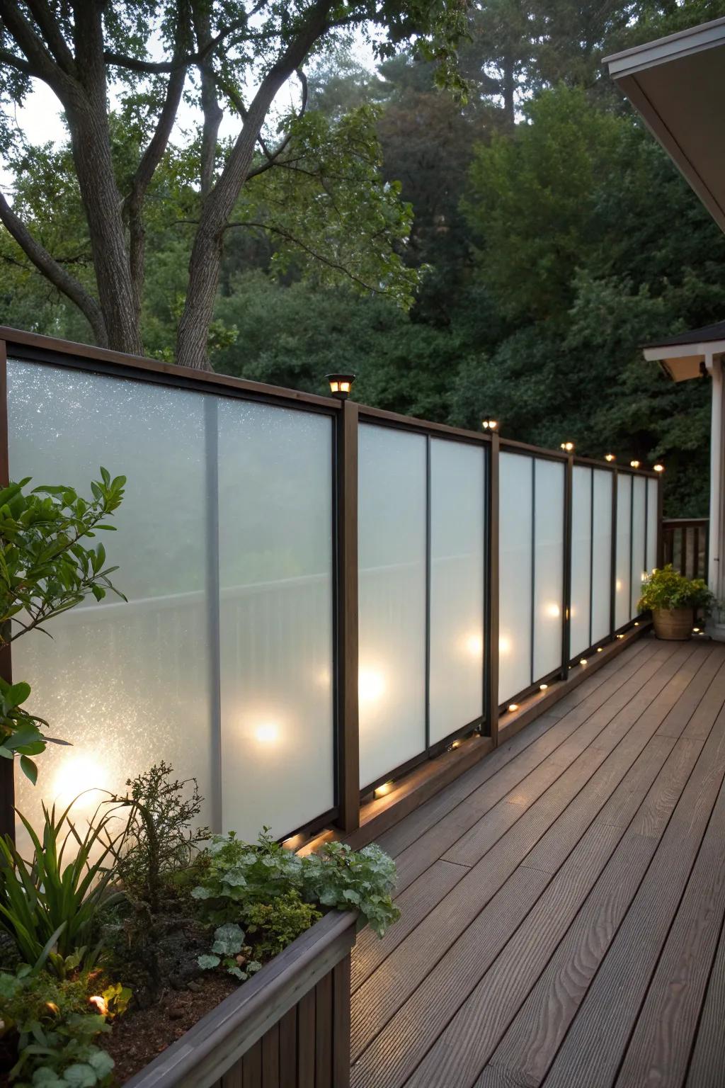 Frosted glass panels, an elegant privacy solution.