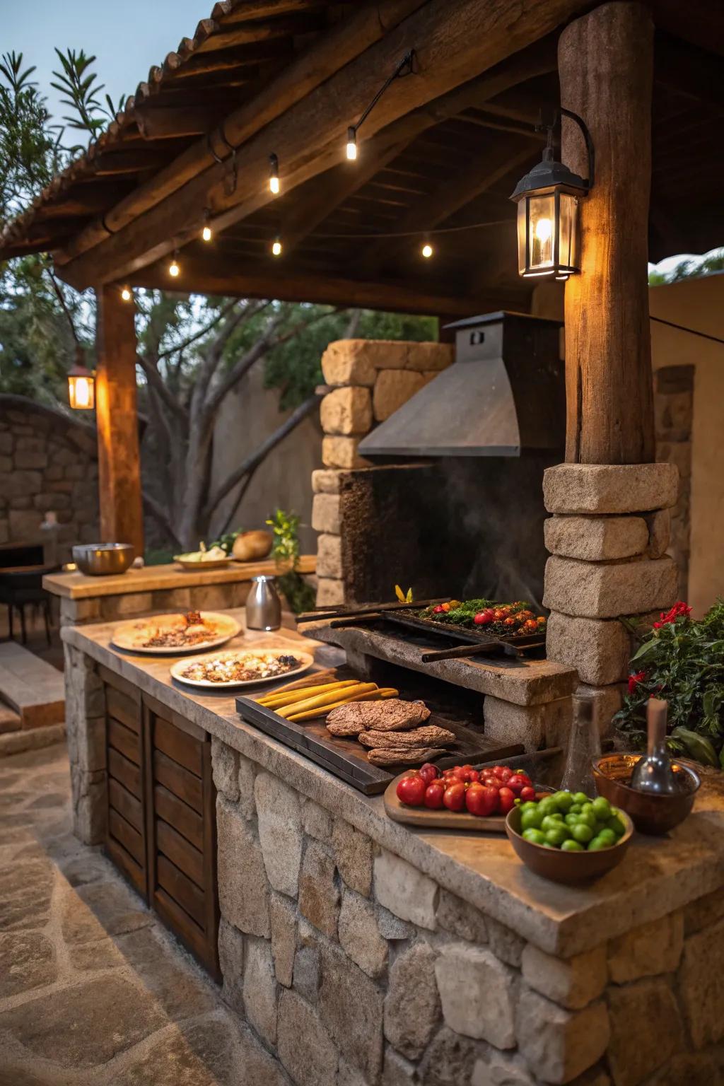Traditional Mexican grills capture outdoor cooking essence.