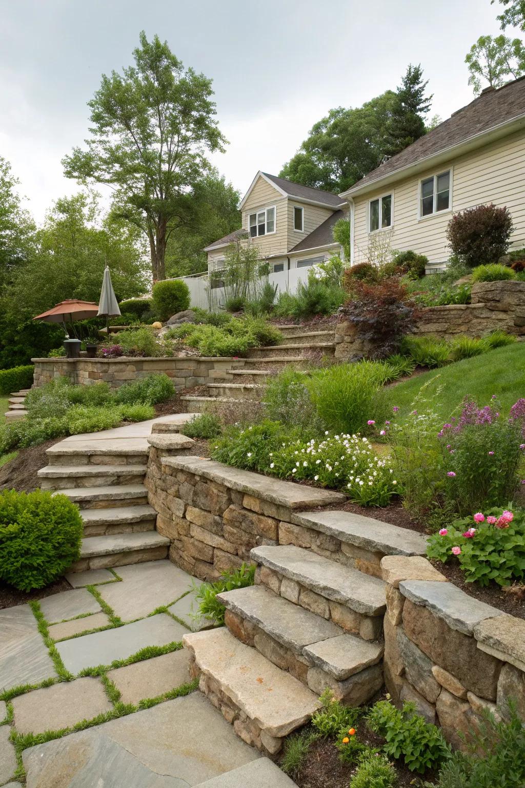 Add dimension with beautifully terraced gardens.