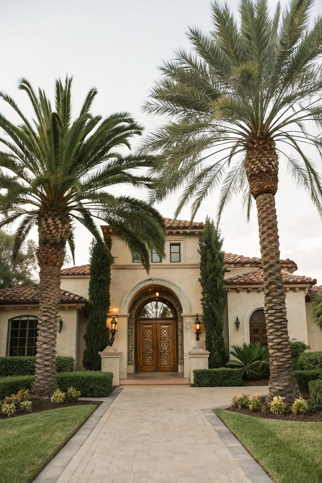Palms enhance architectural features.