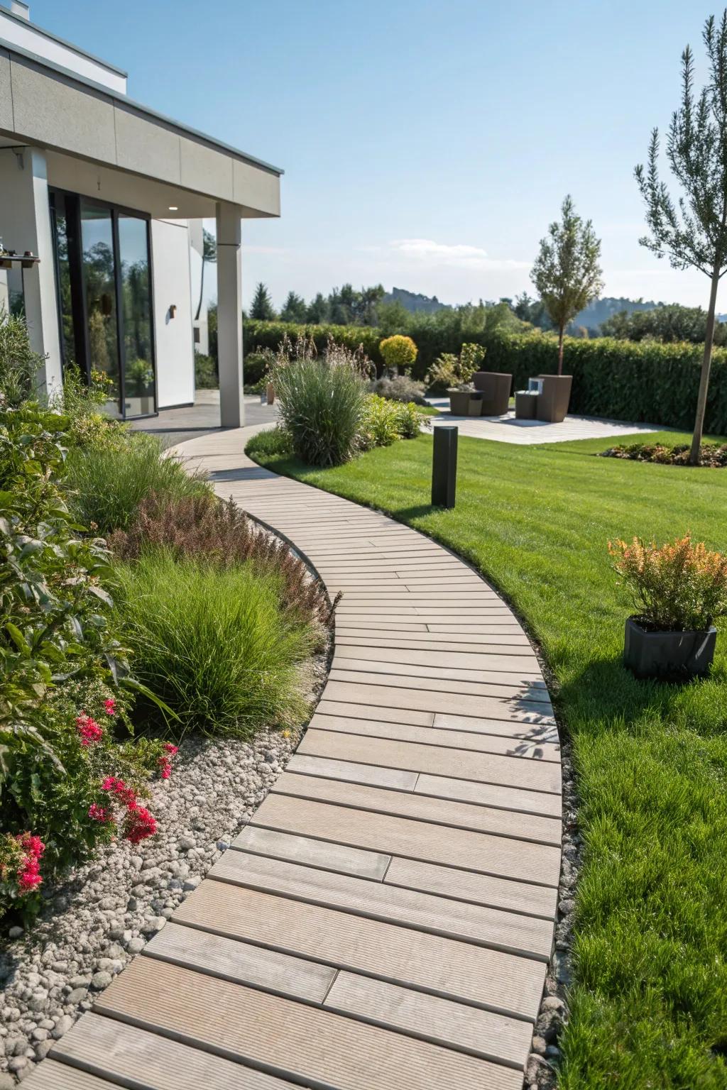 A composite wood path that’s both practical and beautiful.