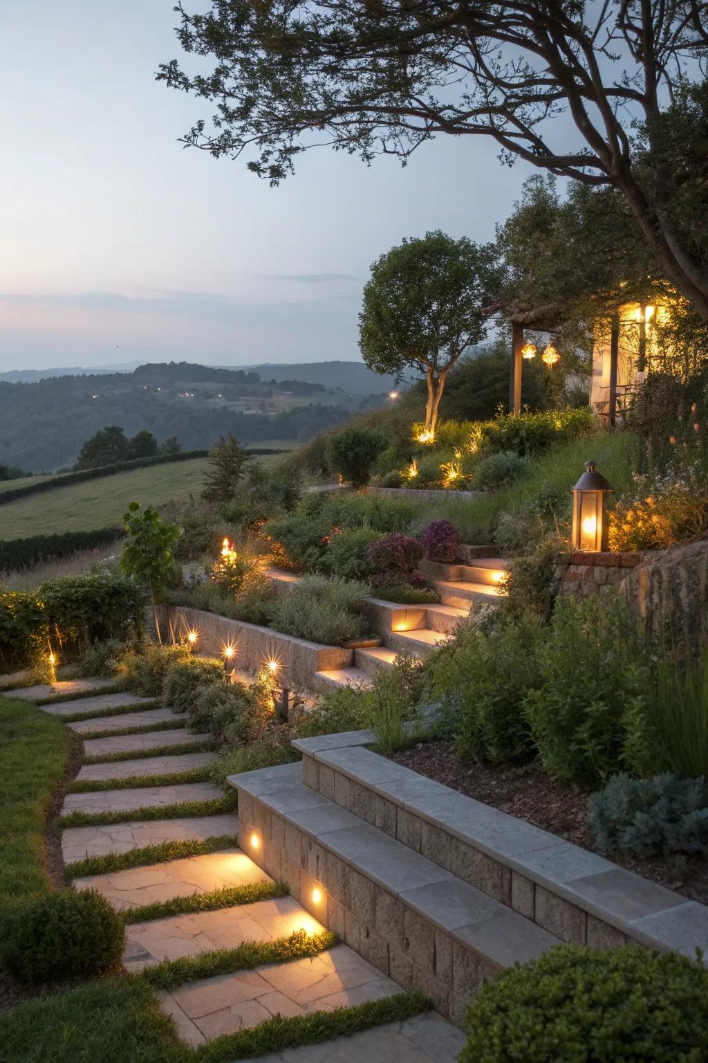 Lighting adds magic to your garden at night.