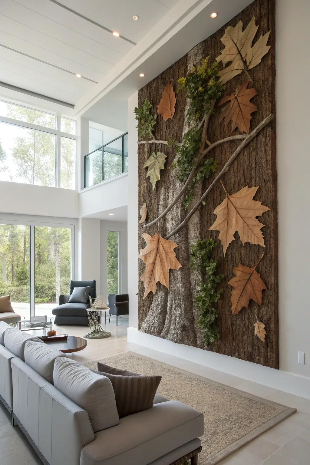 Bring the beauty of nature indoors with bark wall art.