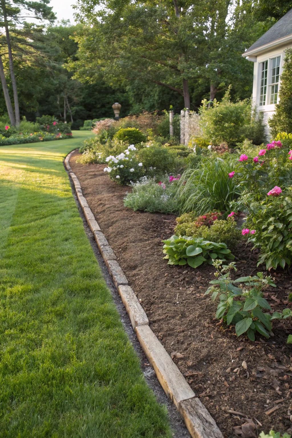 Trench edging provides a minimalist and effective mulch barrier.
