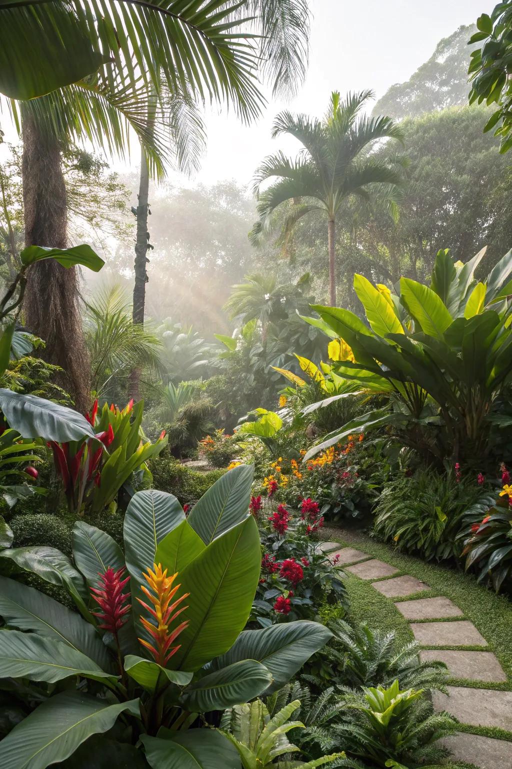 Plants suited to tropical climates ensure a thriving garden.