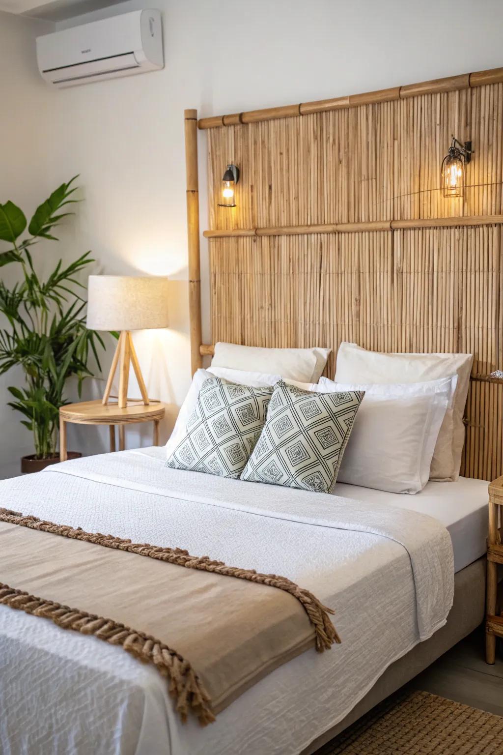 Transform your bedroom with a bamboo headboard.