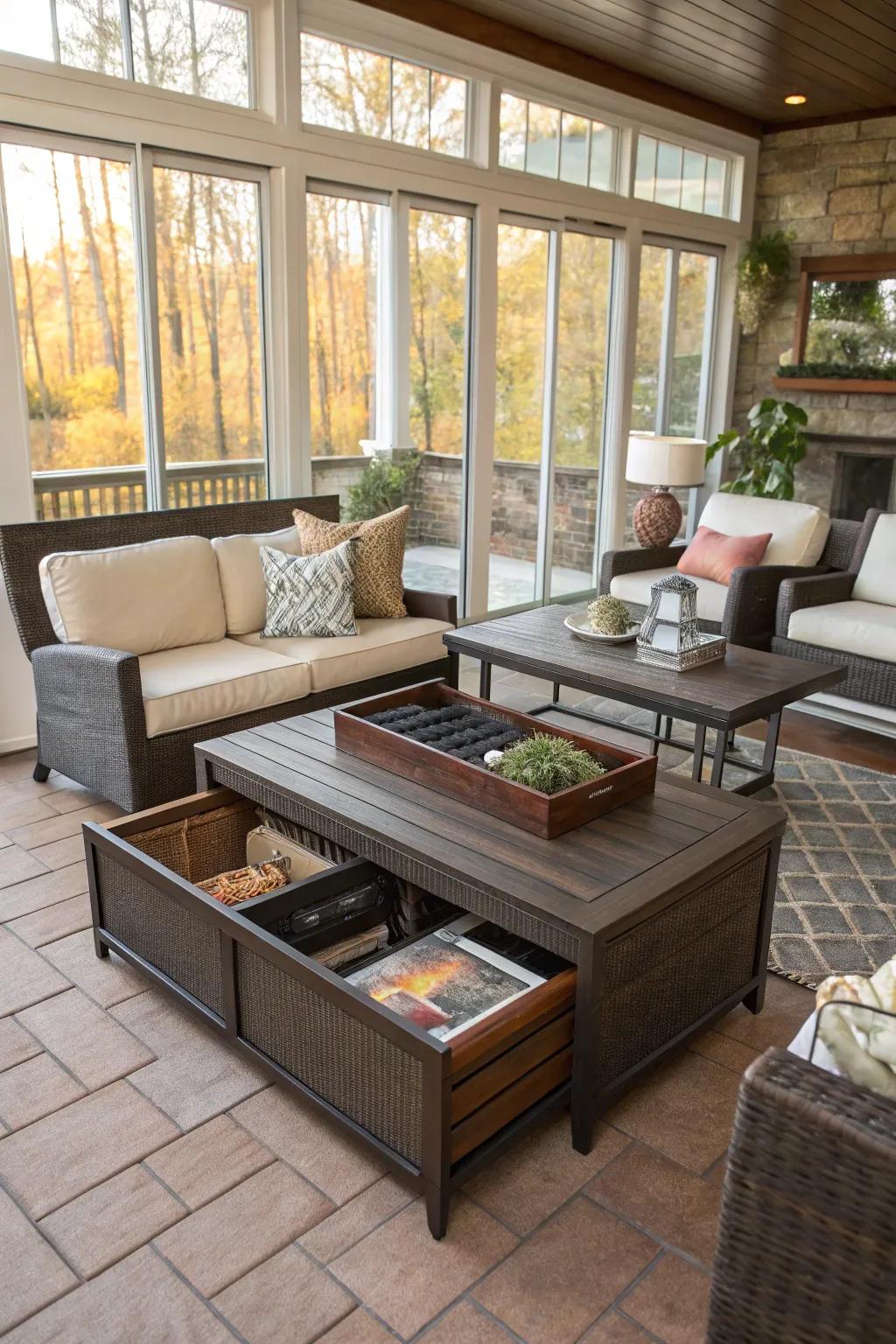 Multifunctional furniture maximizes space and utility.