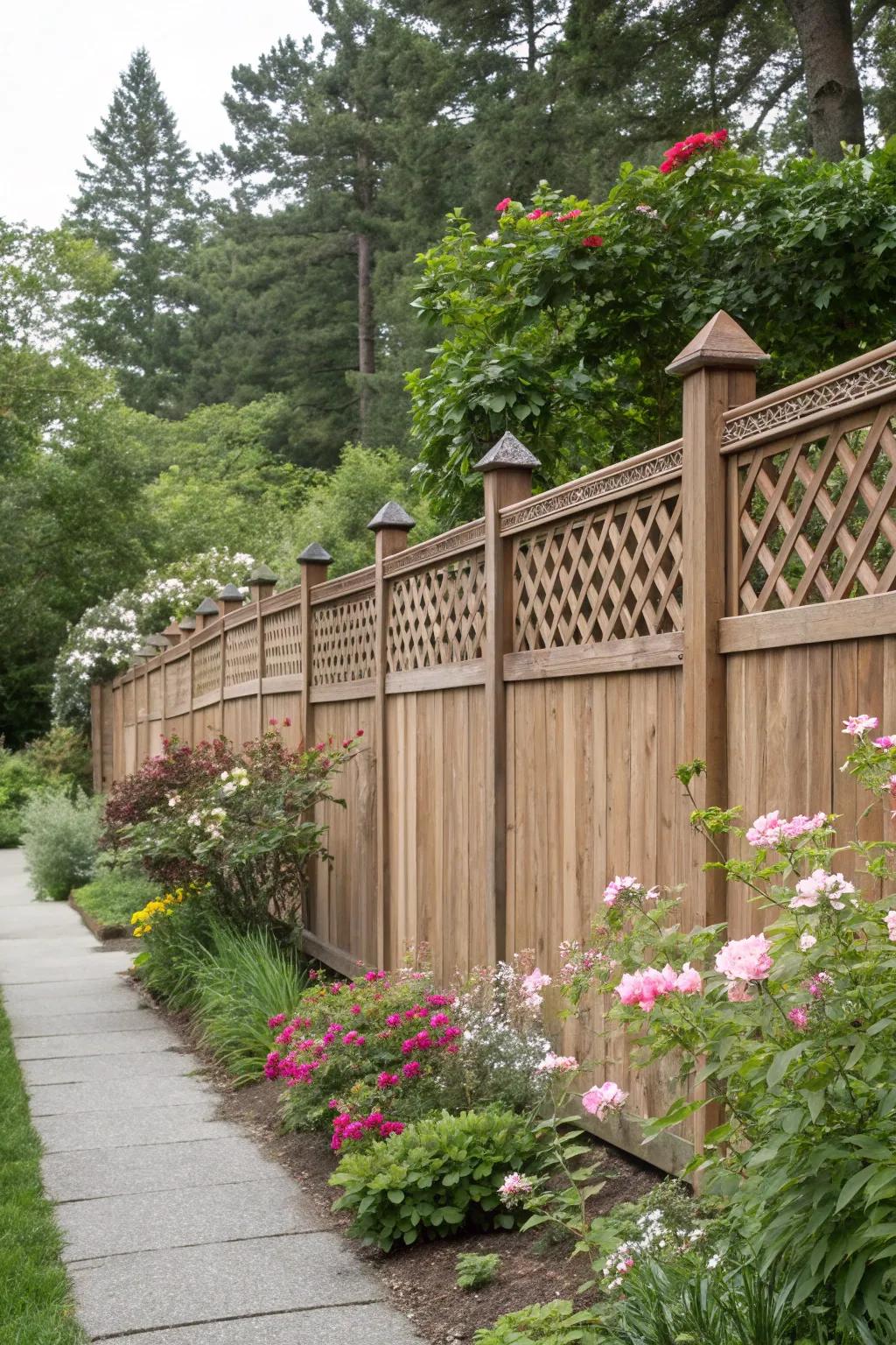 Enhance privacy and style with decorative lattice panels.