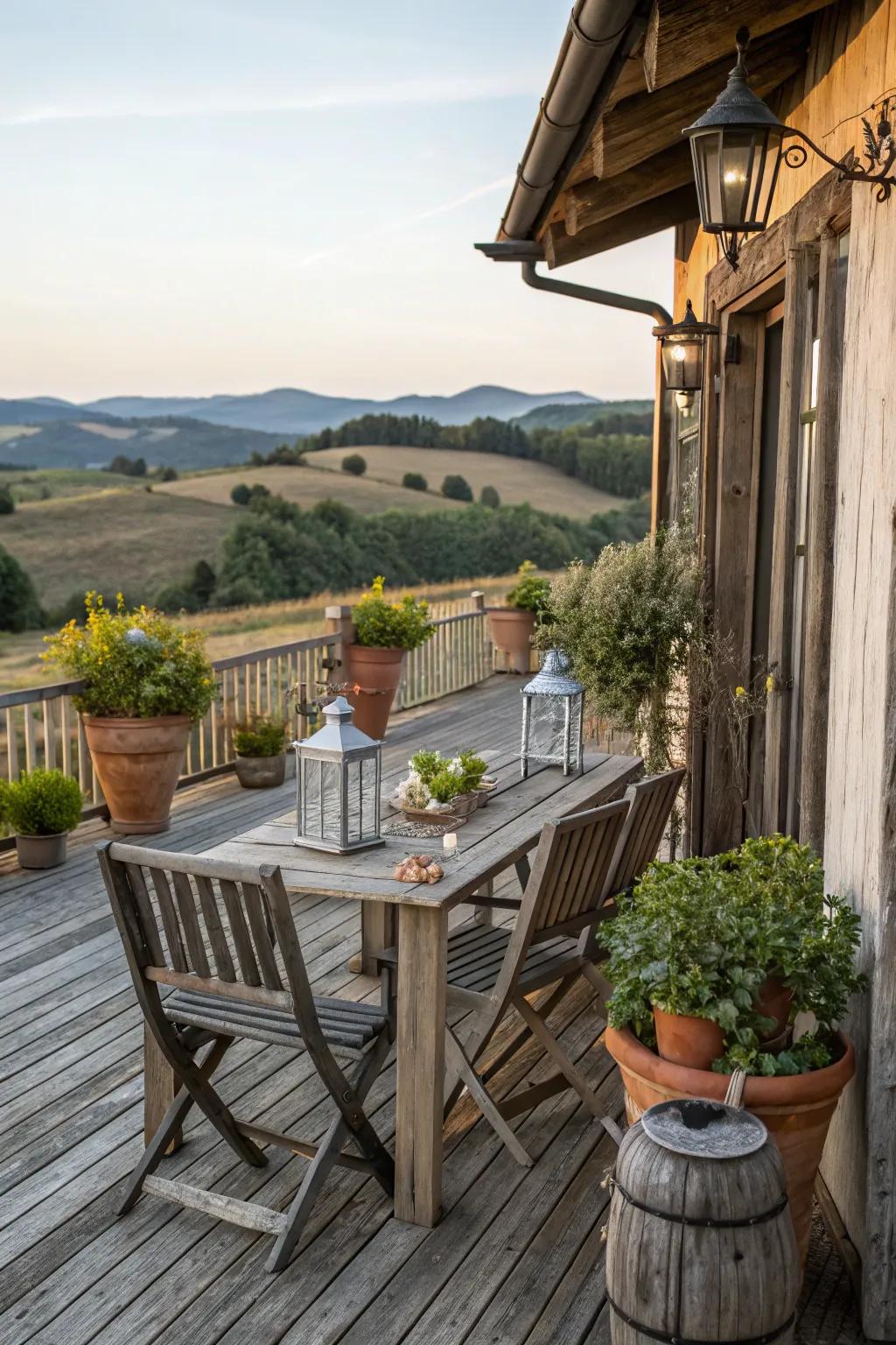 Weathered textures bring depth and charm.