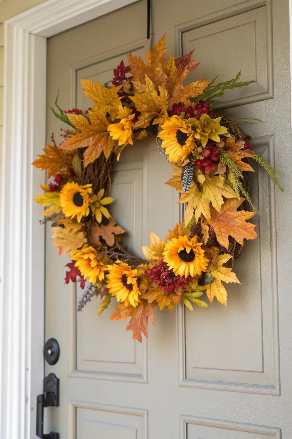 Radiant sunflowers and foliage.