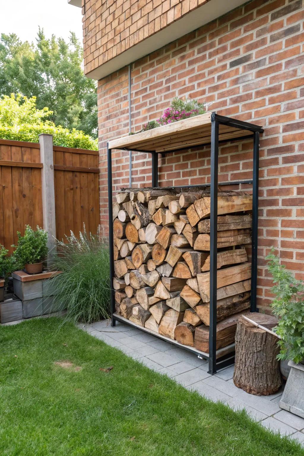 Simple and effective open-air log storage.