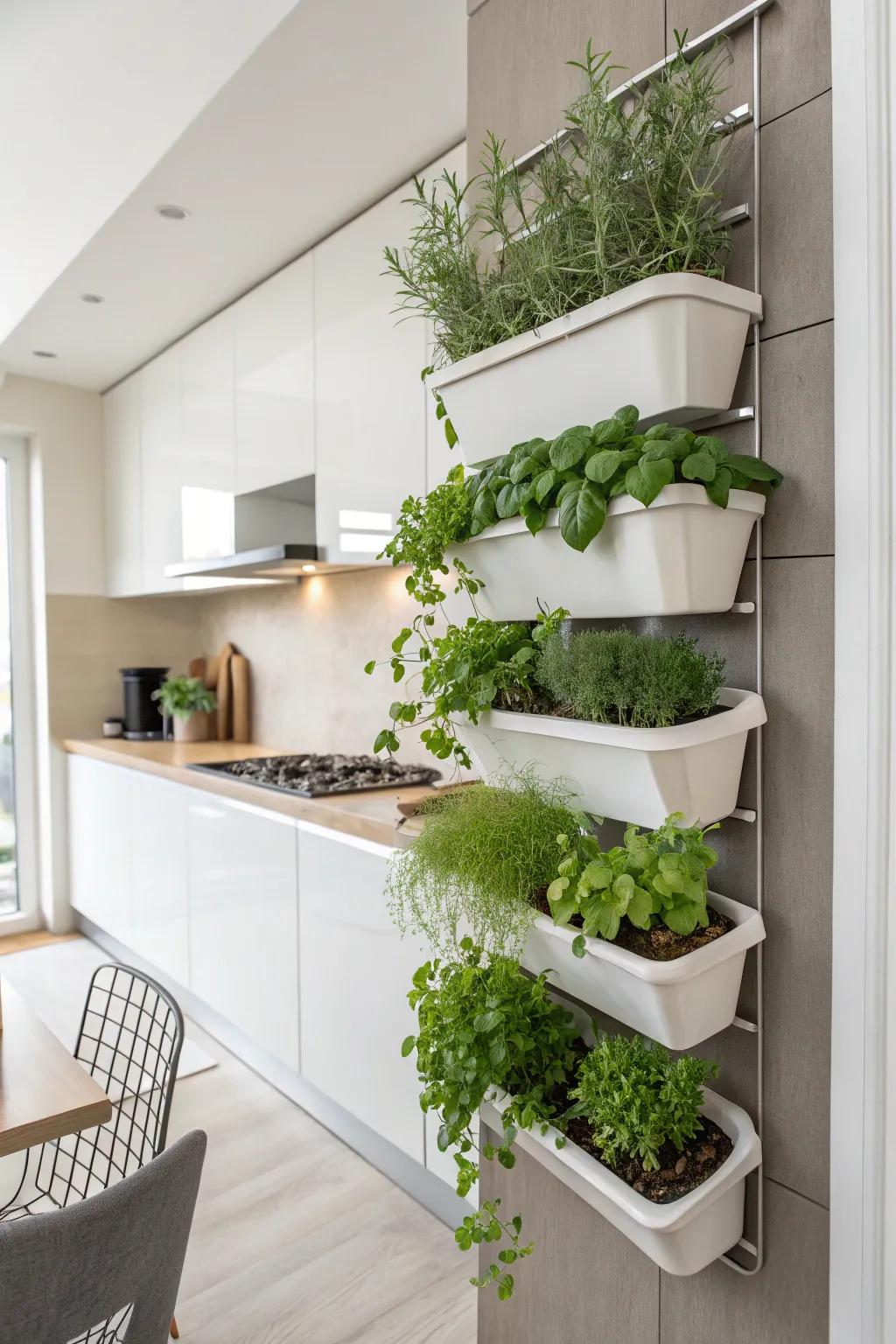 A stylish vertical herb garden, perfect for maximizing space and adding a green touch to any room.