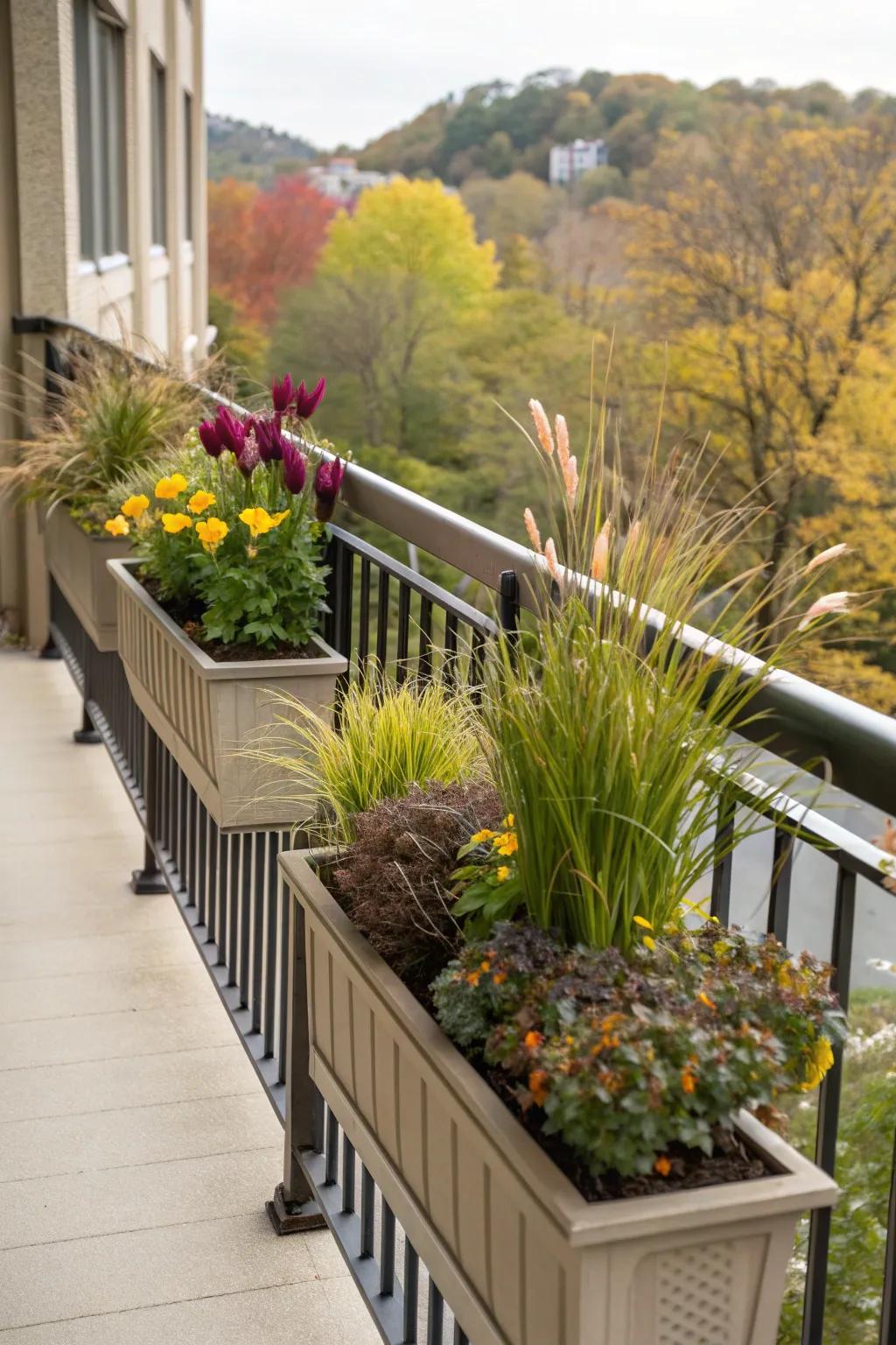 Keep your railing planters fresh with seasonal updates.