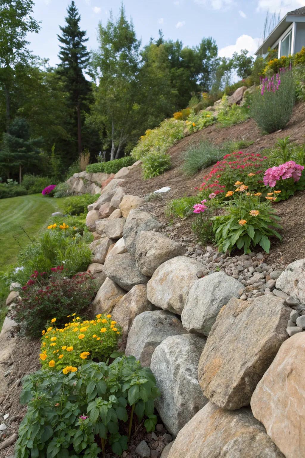 Rip rap rocks are essential for effective erosion control in gardens.