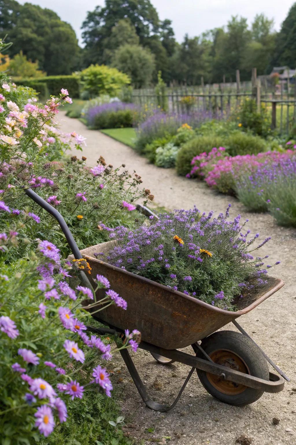Pollinator paradise with bee-friendly flowers.