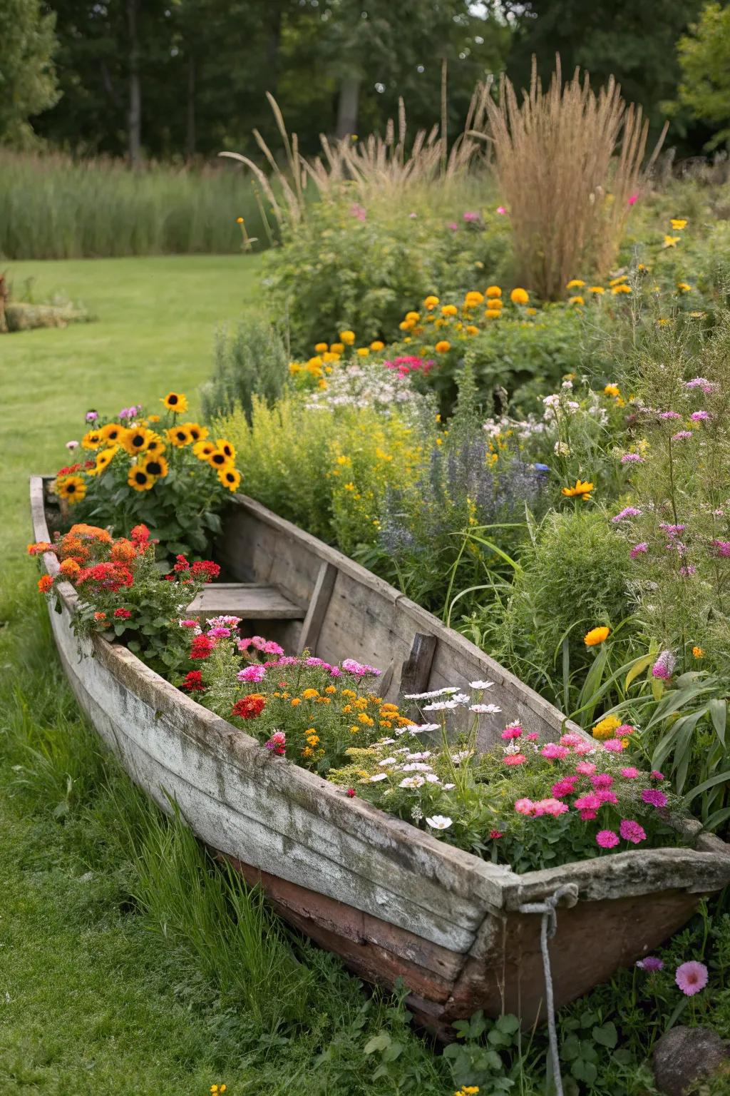 A boat bursting with wildflower beauty