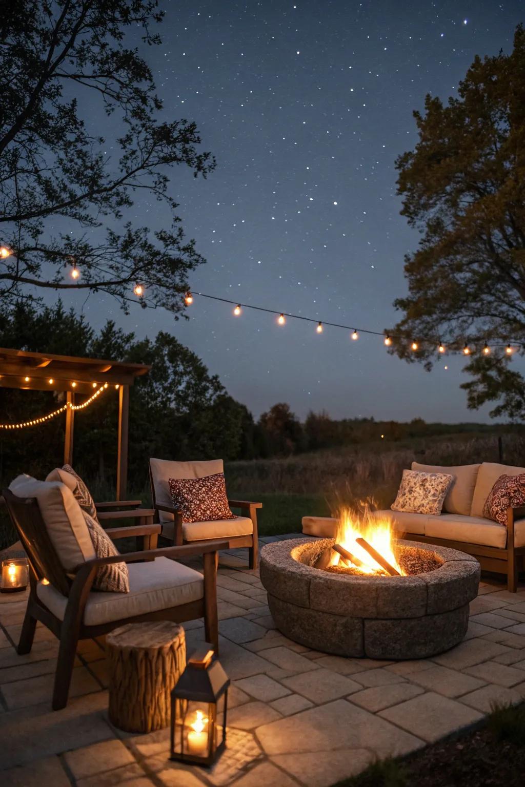 Gather around a fire pit for cozy evenings with friends.
