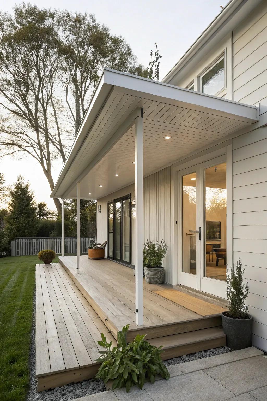 Simplicity and elegance combine in this minimalist shed roof porch design