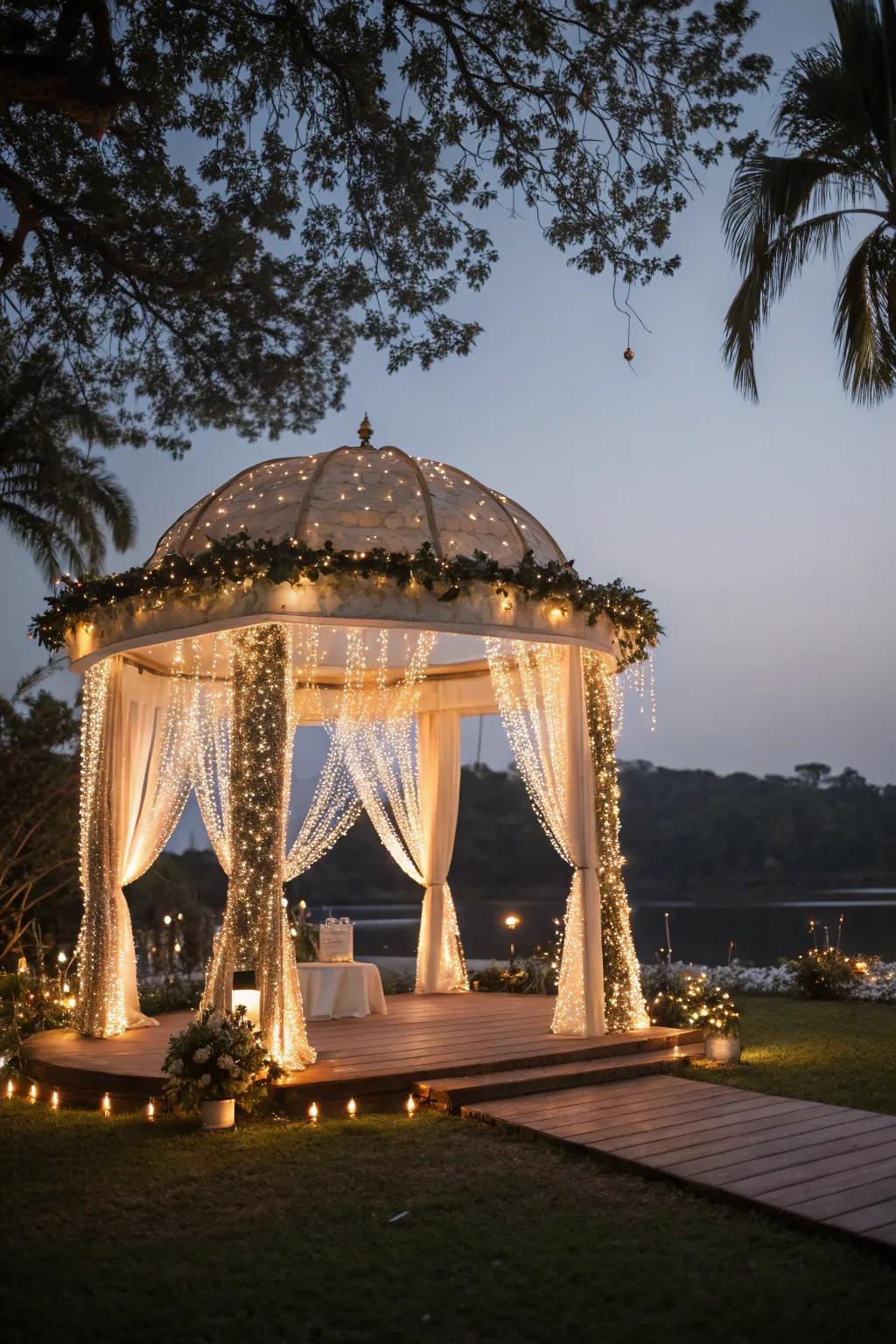 Fairytale lights adding magic to this enchanting mandap.