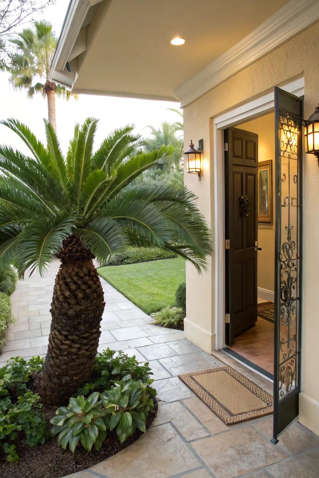 Sago palms bring positive energy to your home entrance.