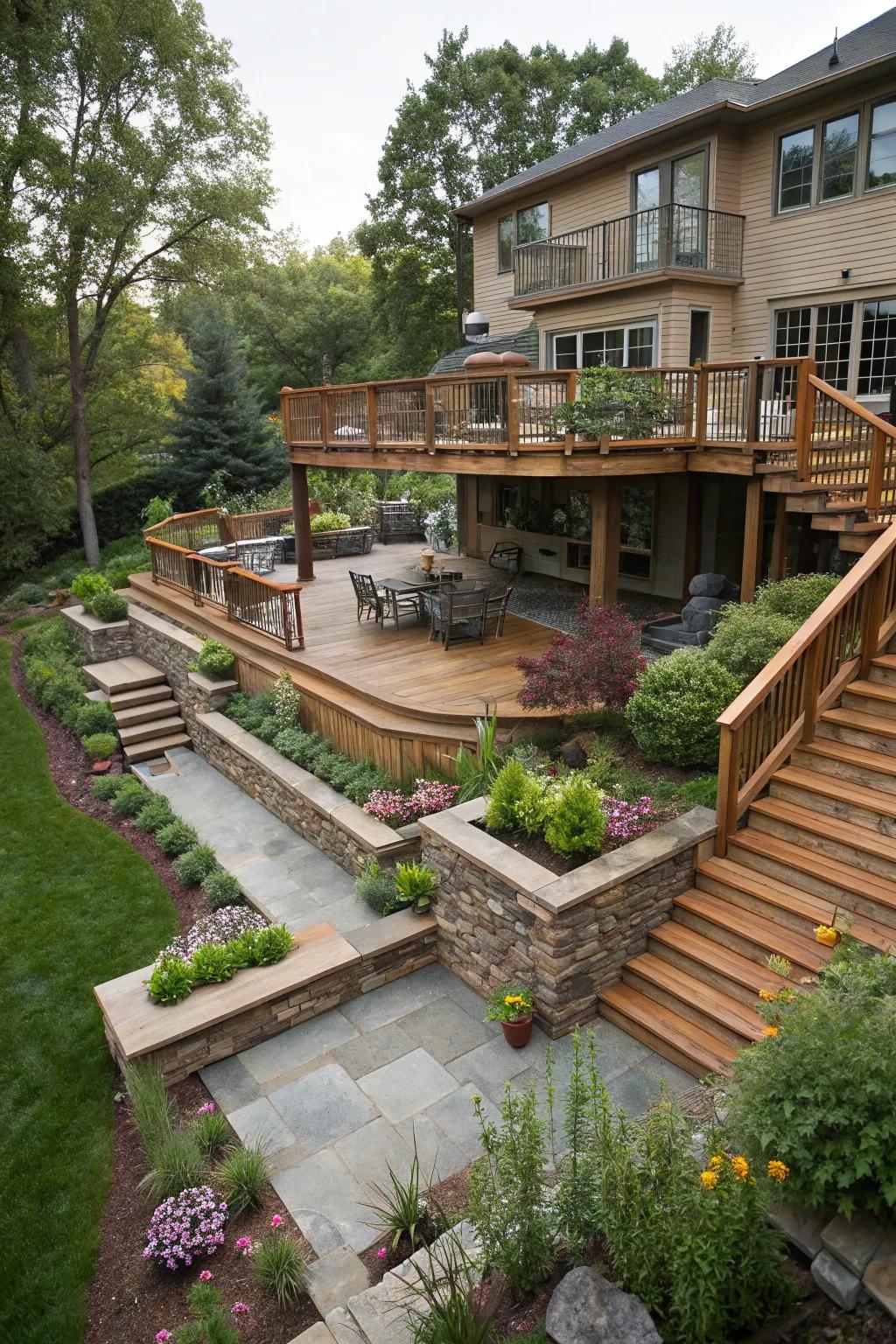 Multi-level designs add dimension and function to your backyard.