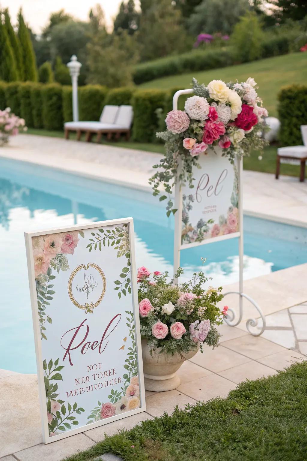 Embrace nature with floral-accented signage.