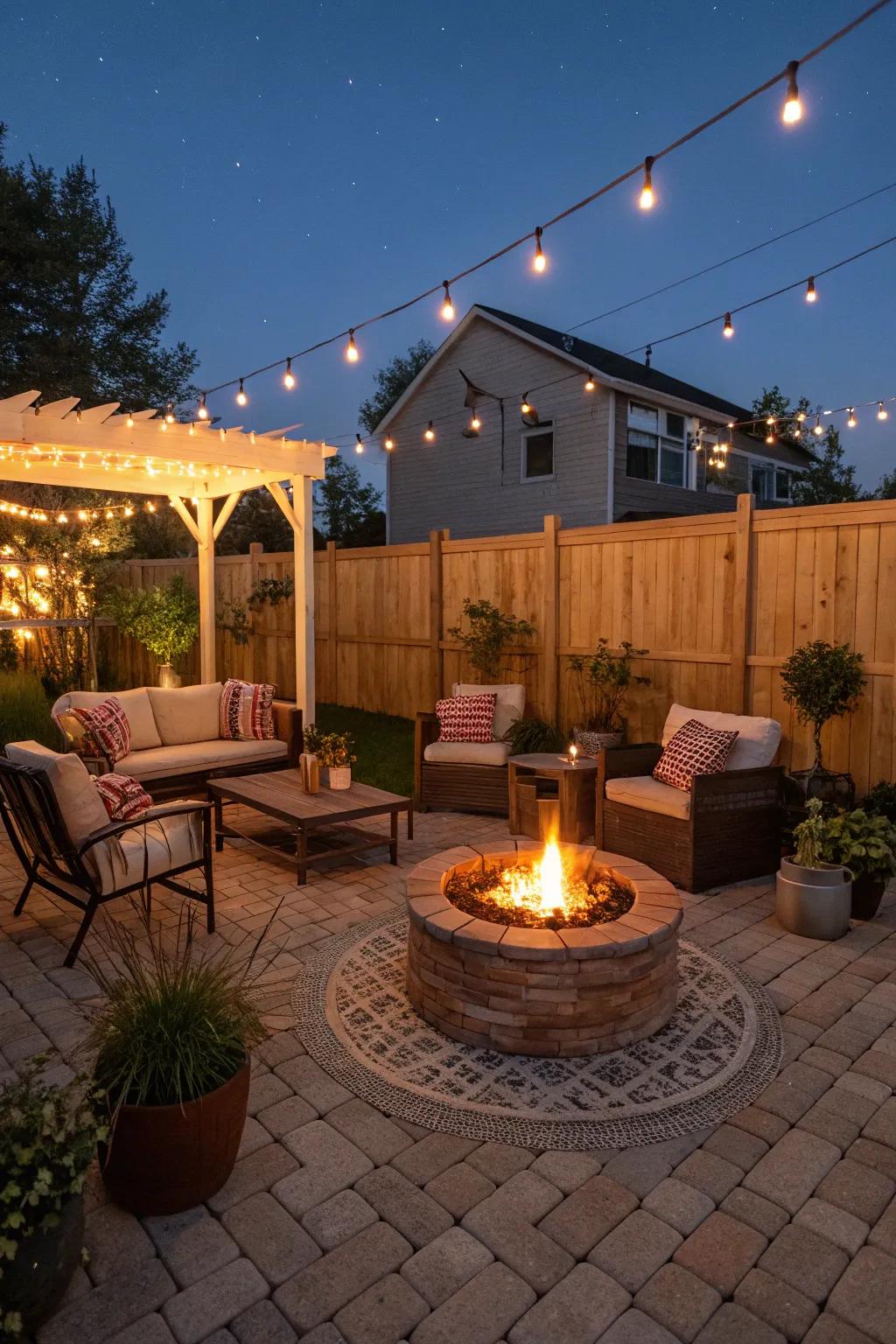 Gather around a fire pit for warmth and ambiance.