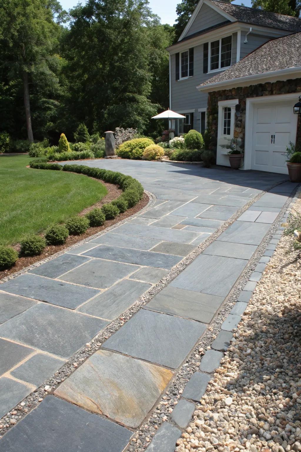 Bluestone aprons add a polished touch to driveways.