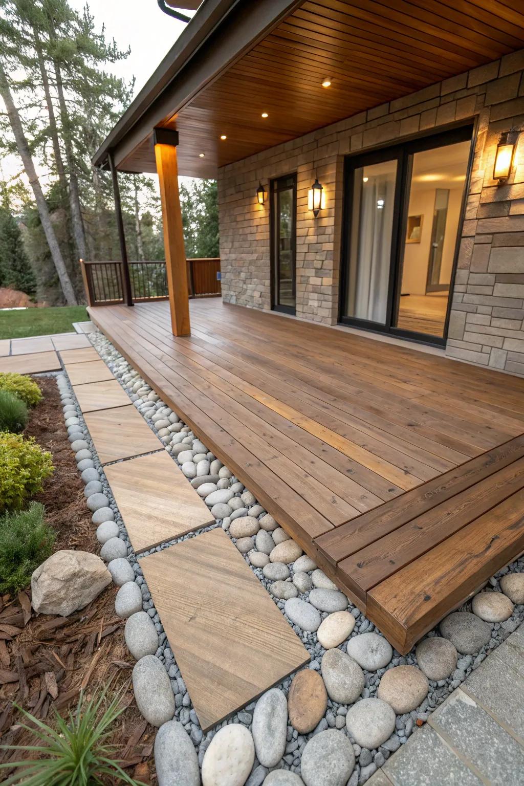 Mix materials for a textured and inviting deck.