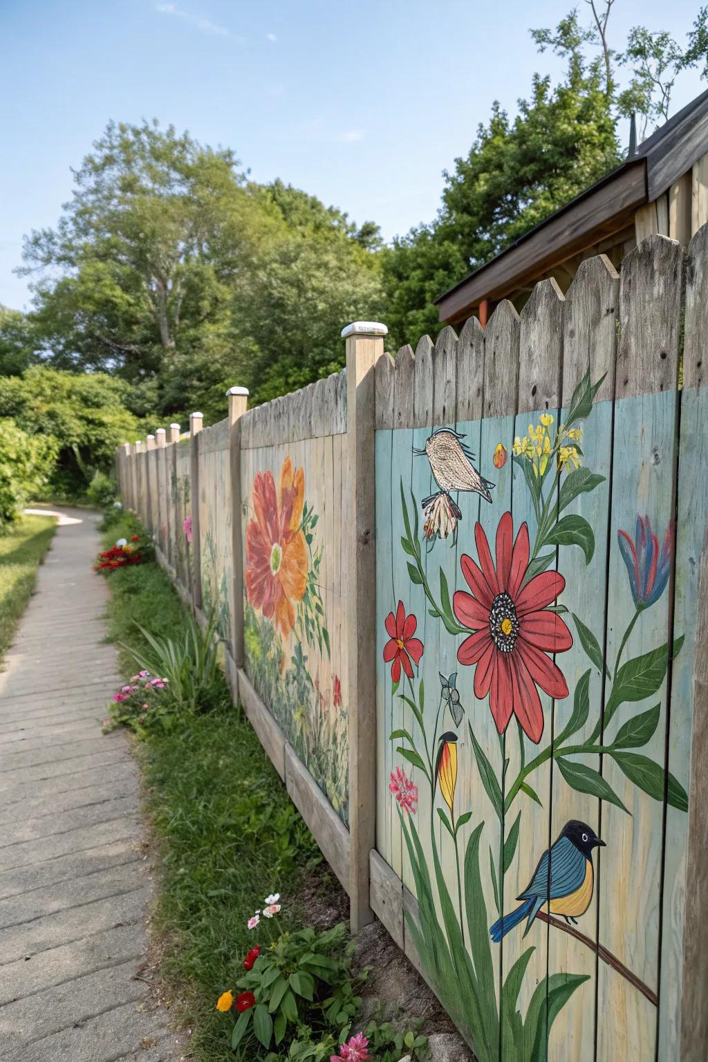 Turn your fence into art with a nature-inspired mural.