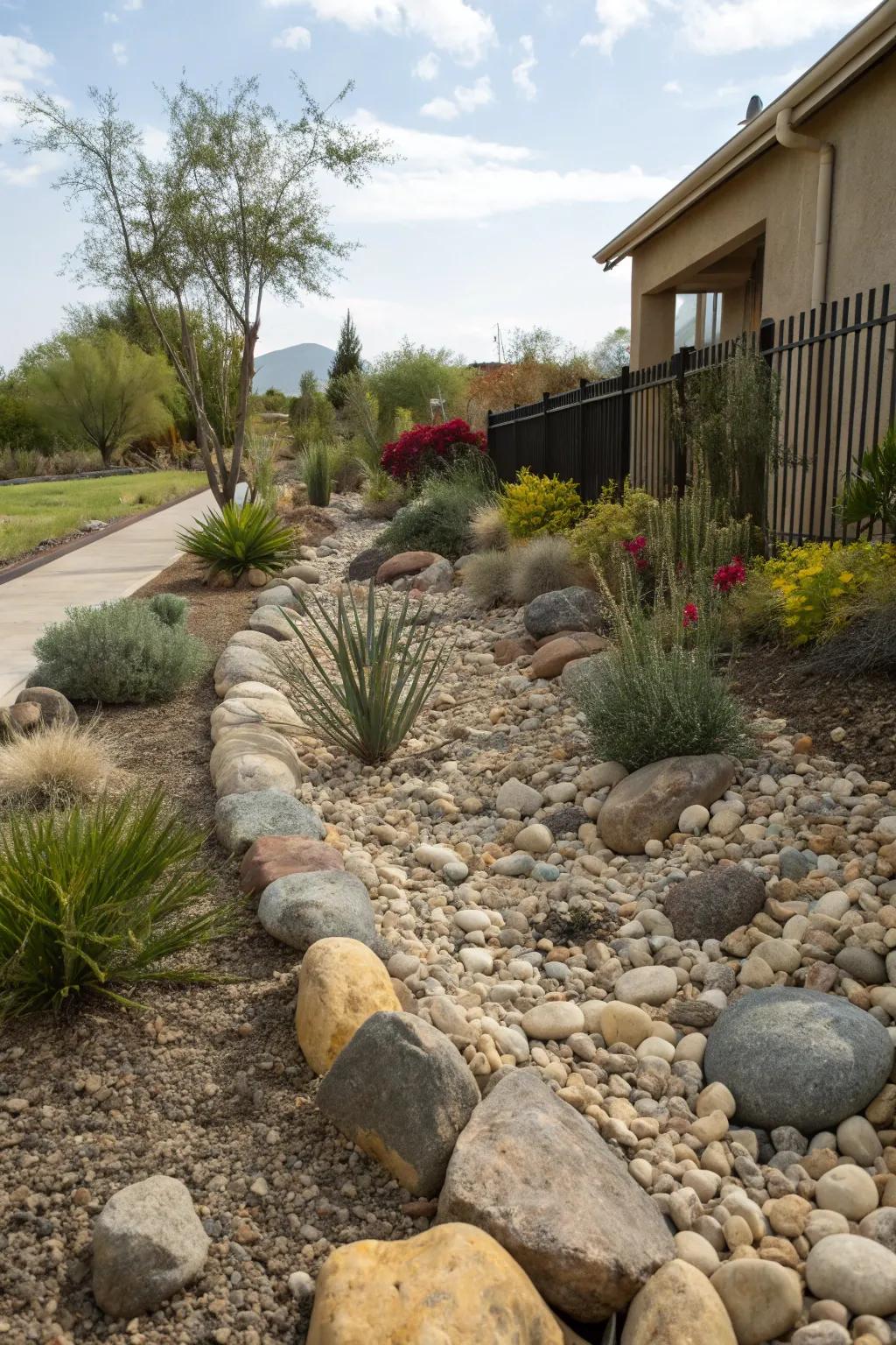 Rocky edges provide structure and a rustic touch.