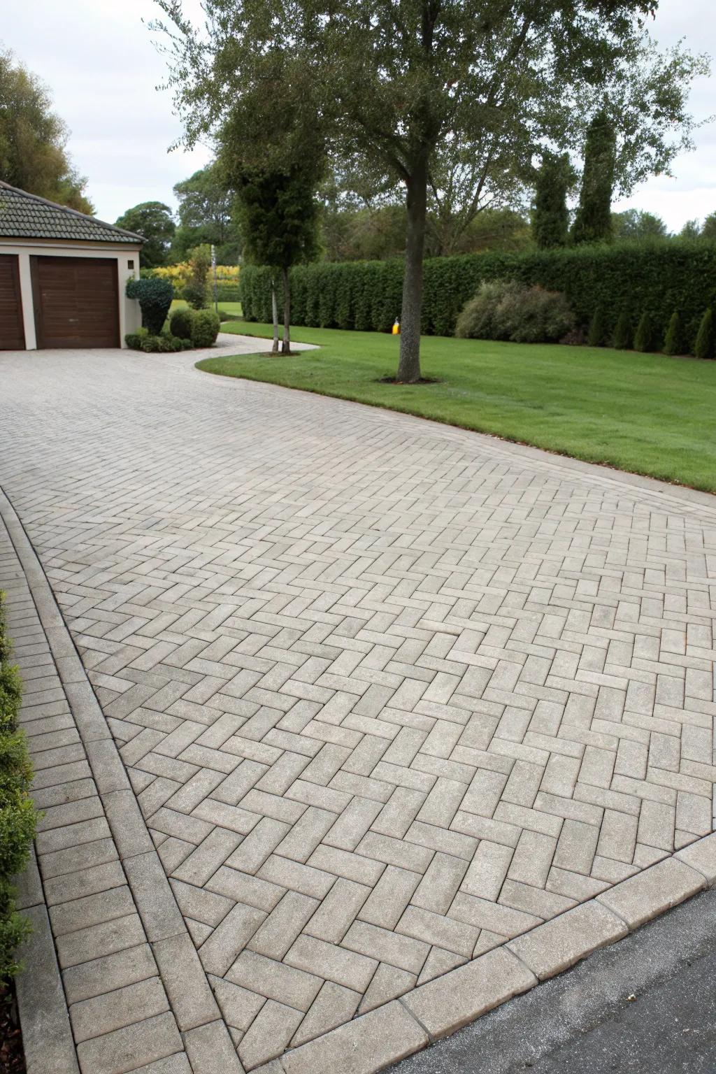 A paved style finish brings timeless charm to any driveway.