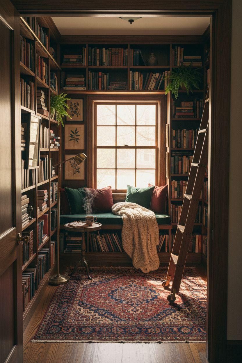 25 Cozy Home Library Ideas with Reading Nook for Book Lovers
