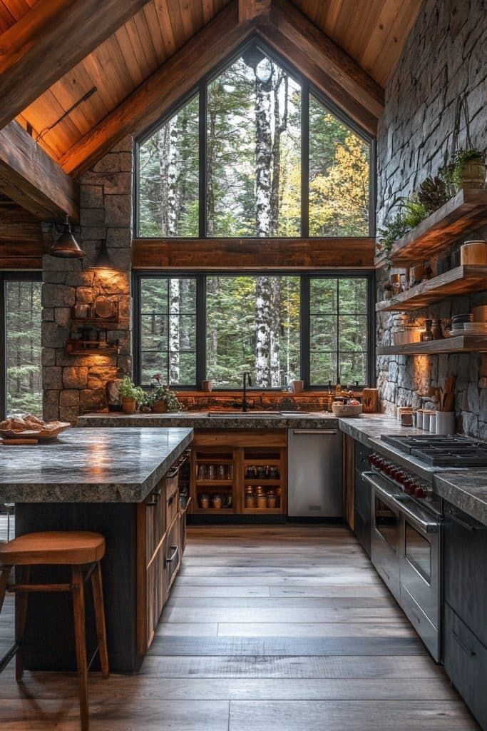 29 Log Home Kitchens with Rustic Designs and Modern Conveniences