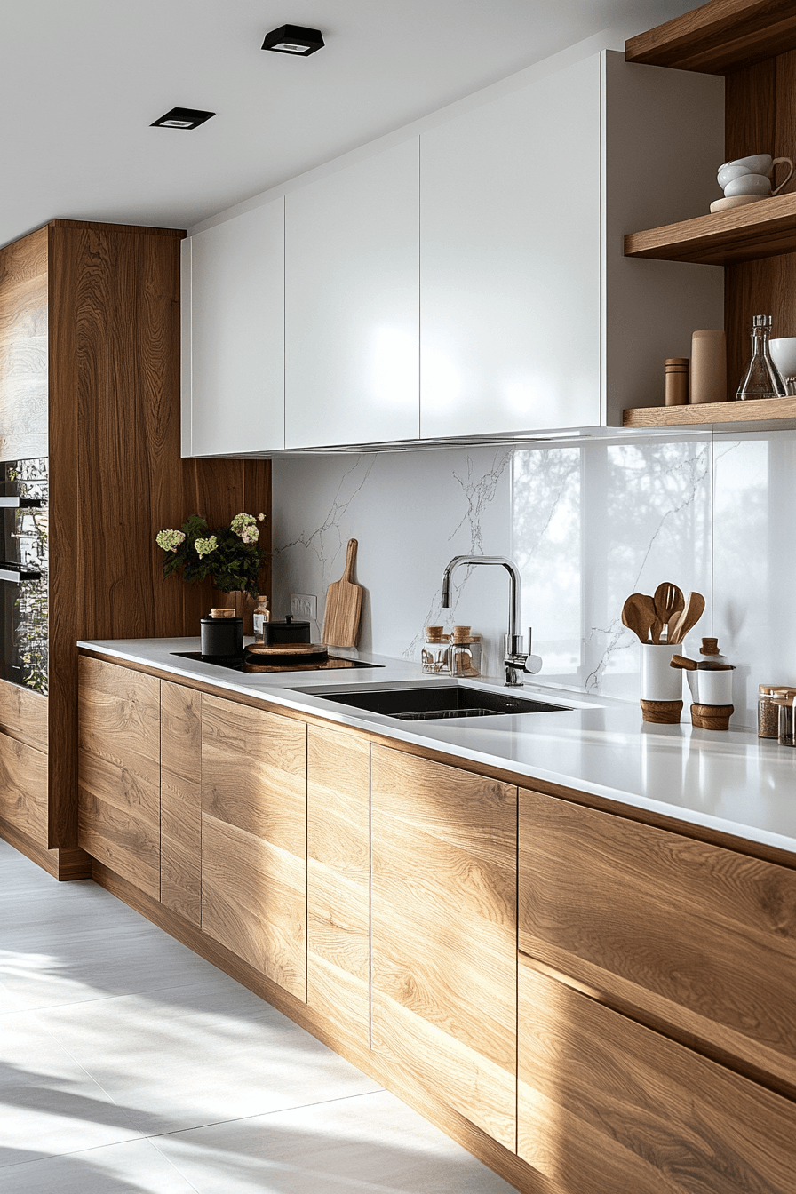 29 White and Wood Kitchen Cabinets for Timeless Design with a Twist