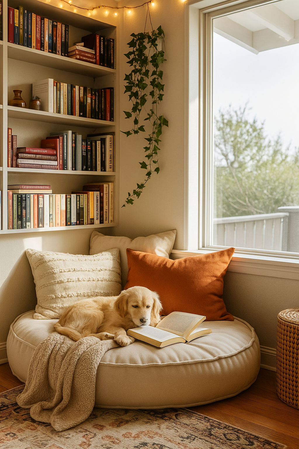 A book and a sweet little friend...