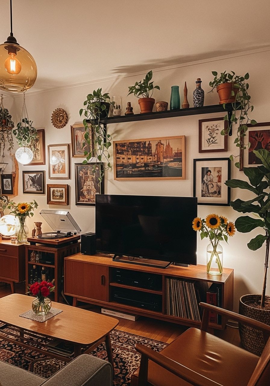 Bohemian Eclectic Living Room with Cozy Living Room Warm & Gallery Wall Living Room