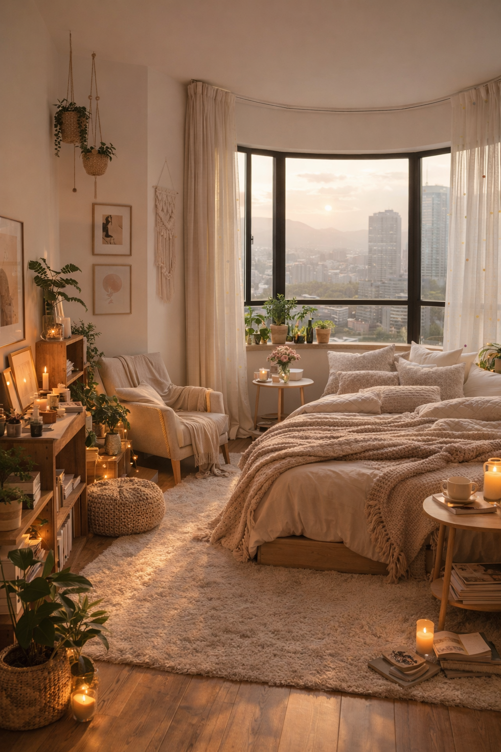 🌿 Cozy Dream Bedroom Aesthetic | Soft Girl Meets City Views