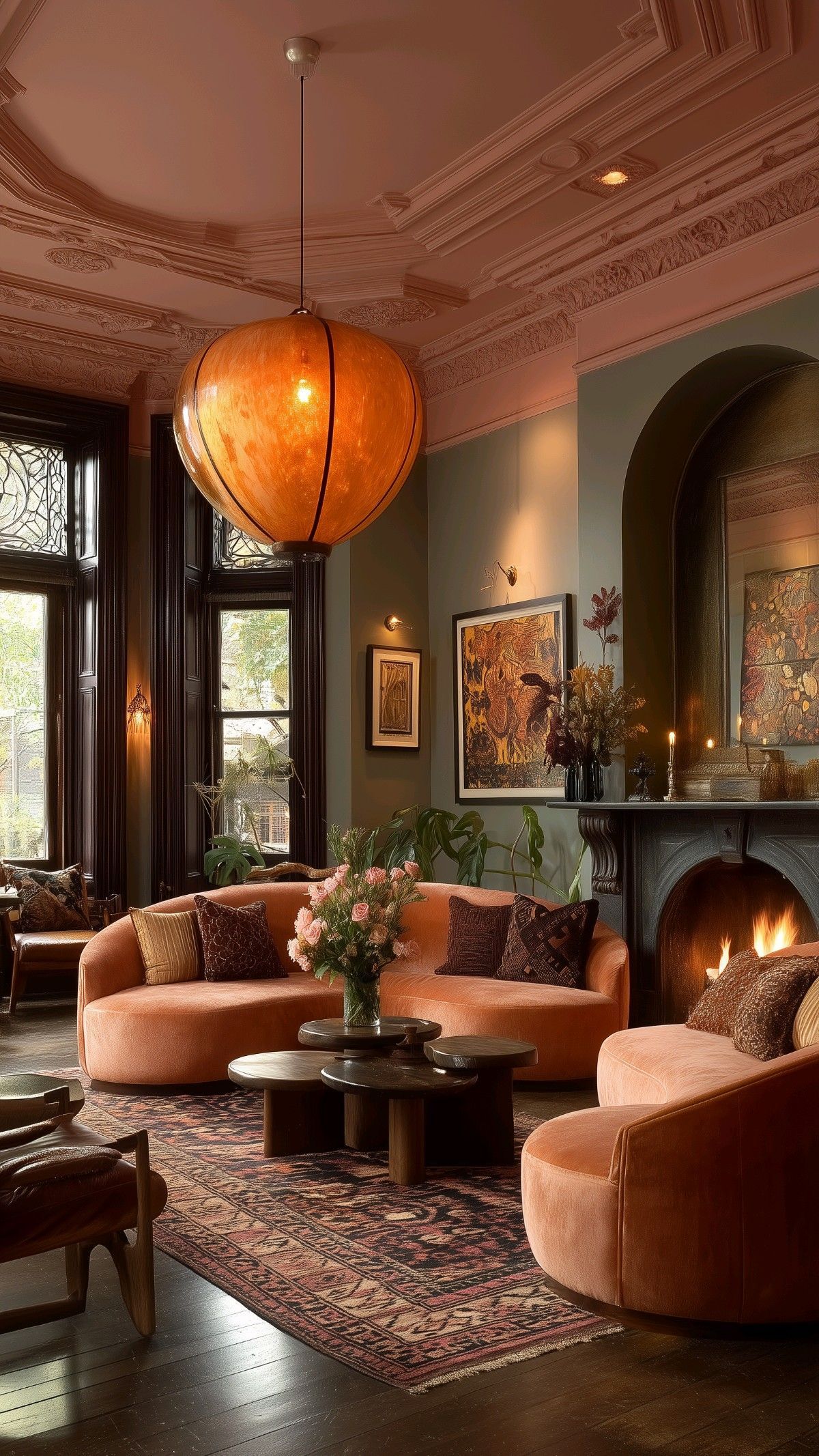 Cozy Living Room with Fireplace & Large Window