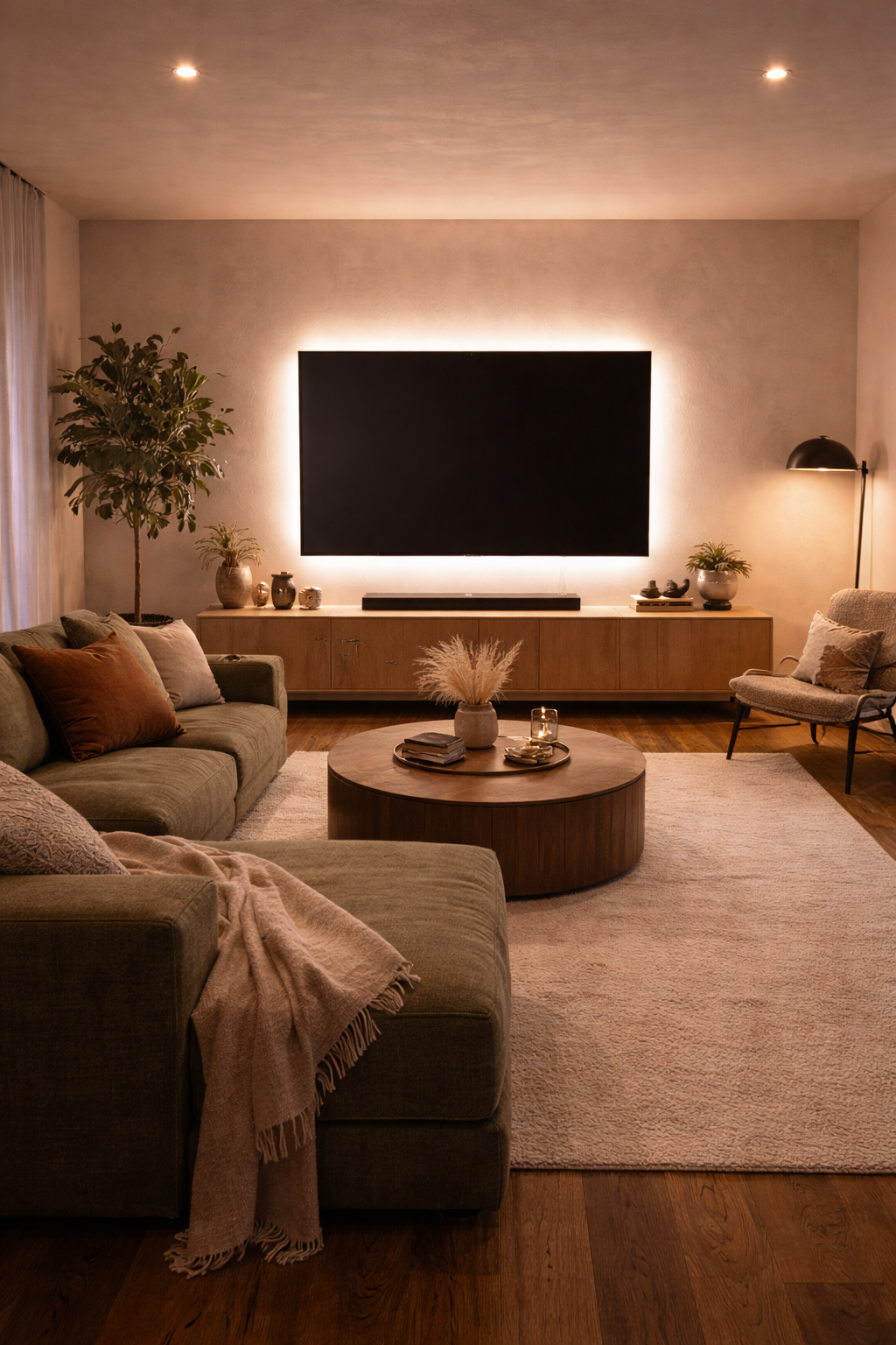 Cozy Modern Living Room with Neutral Decor