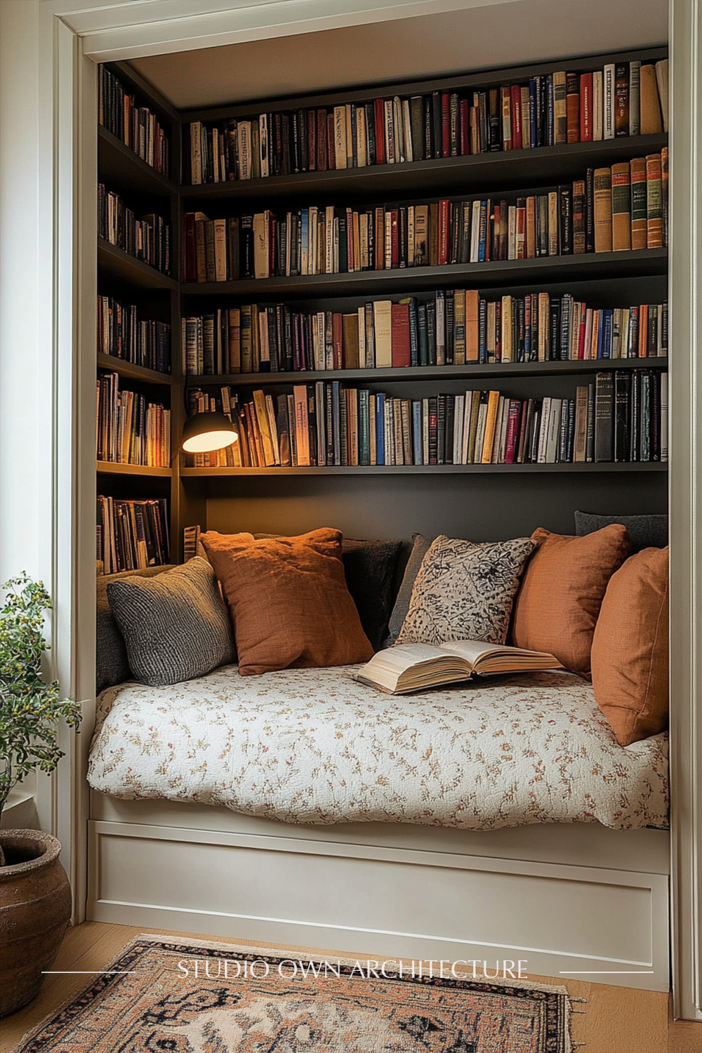 Cozy Reading Nook | Built-in Bed with Bookshelves