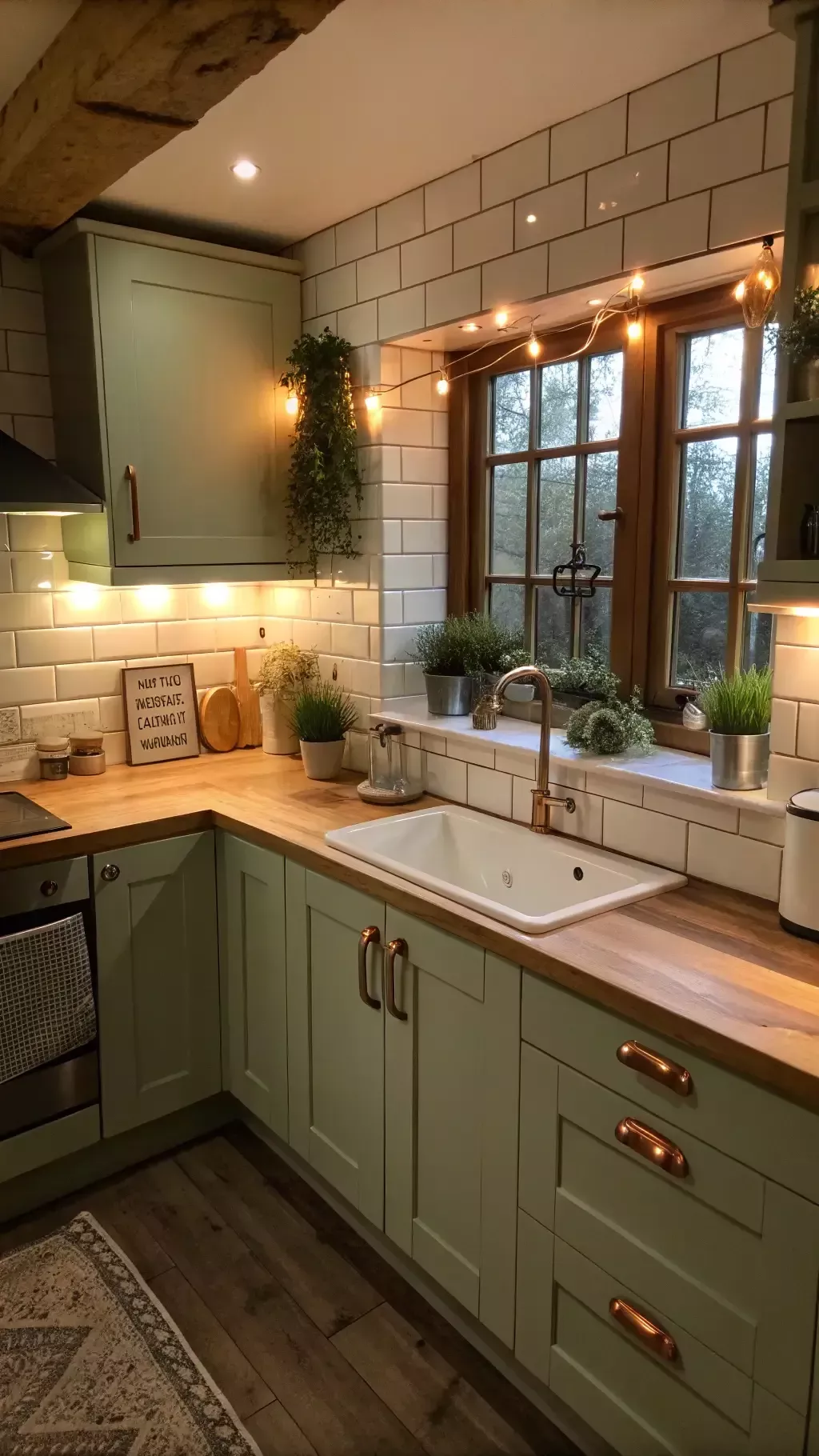 Fresh Sage Kitchen: Green Cabinets & Bright Space