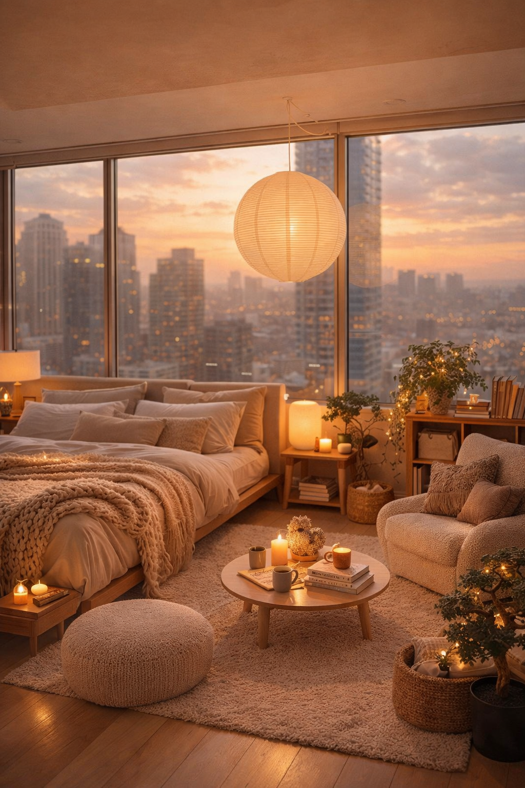 Golden Hour Cozy Bedroom 🌇✨ | Dreamy High-Rise Aesthetic
