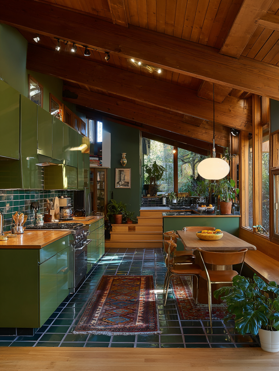 Green Kitchen Inspiration | Custom Cabinets, Natural Wood Design & Organic Modern Style