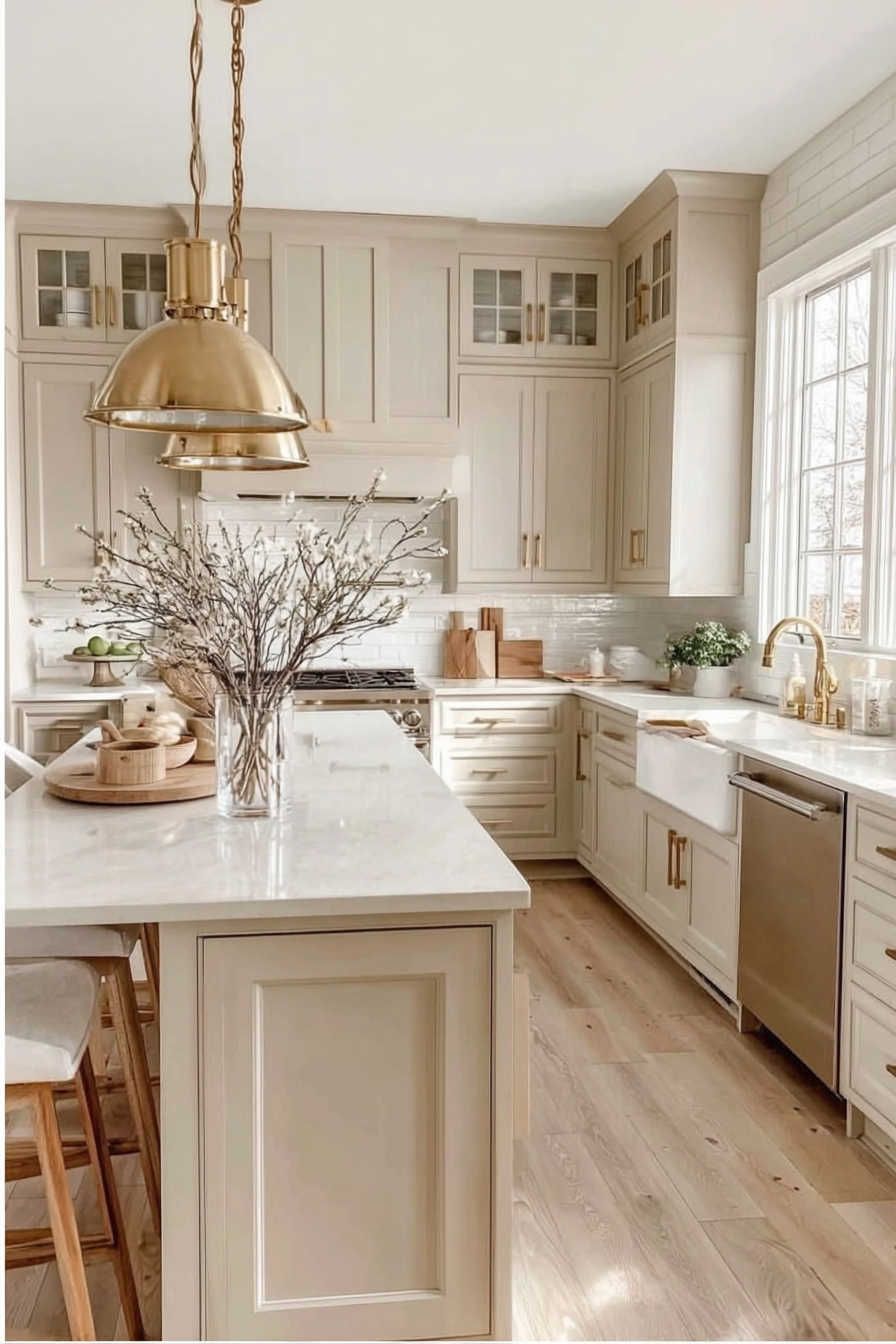 Lux White + Gold Kitchen Remodel Idea