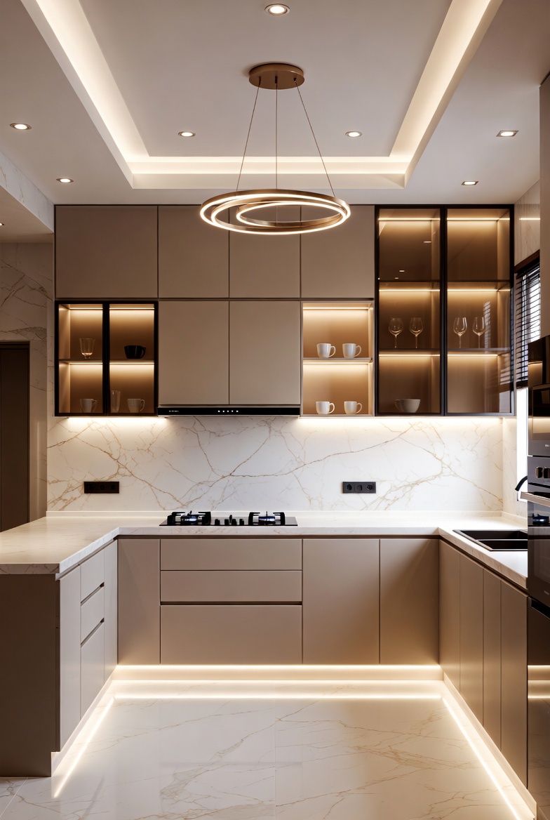 Luxury Modern Kitchen with Ambient LED Lighting