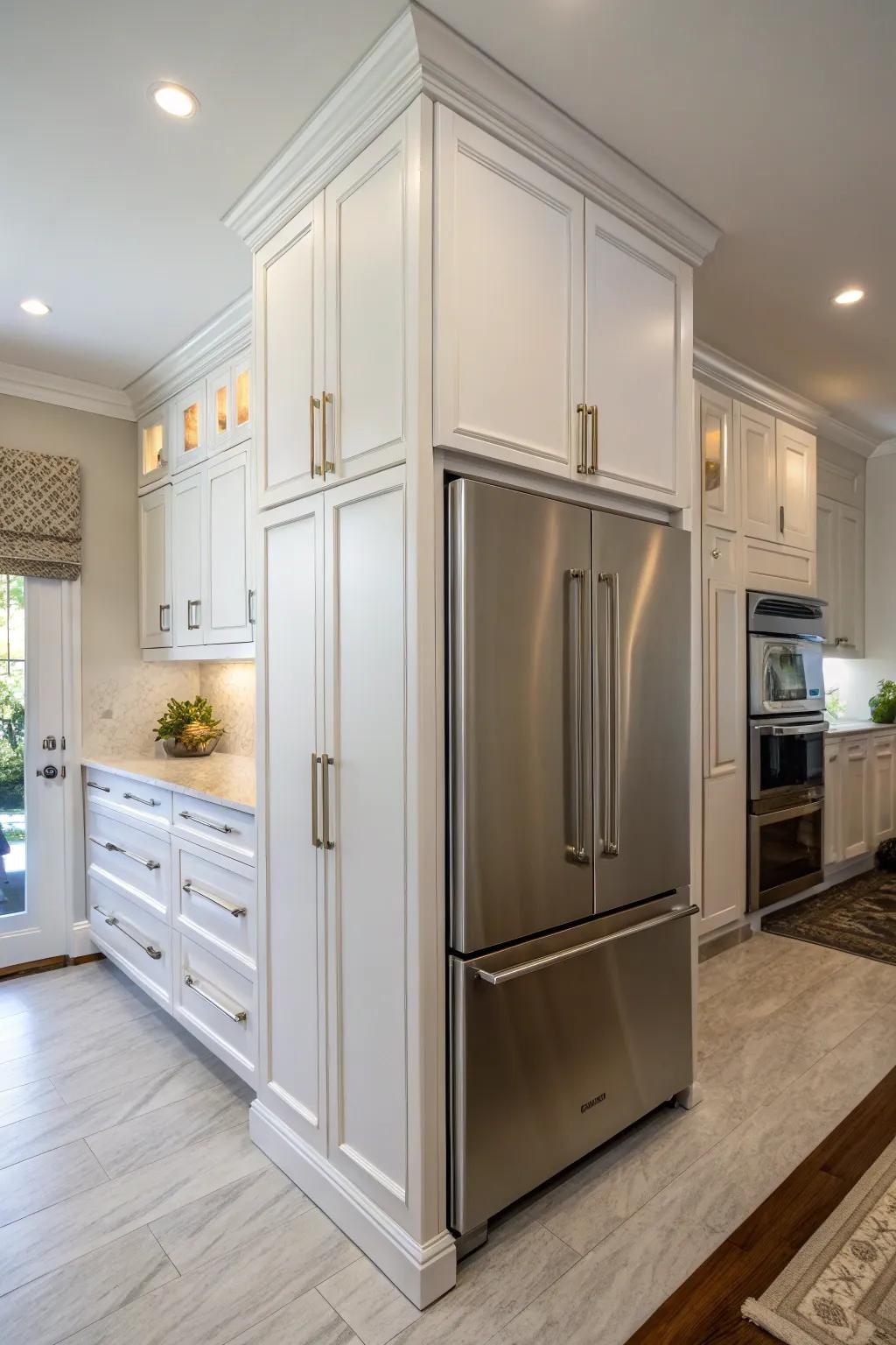 Bespoke cabinets ensure a perfect and customized appearance above your fridge.